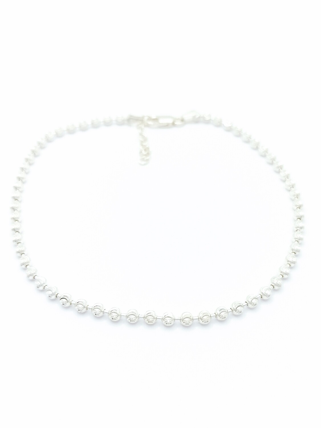 Silver 925 diamond cut ball anklet