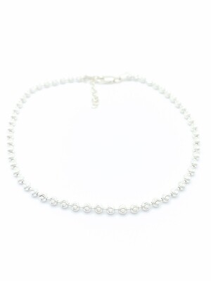 Silver 925 diamond cut ball anklet