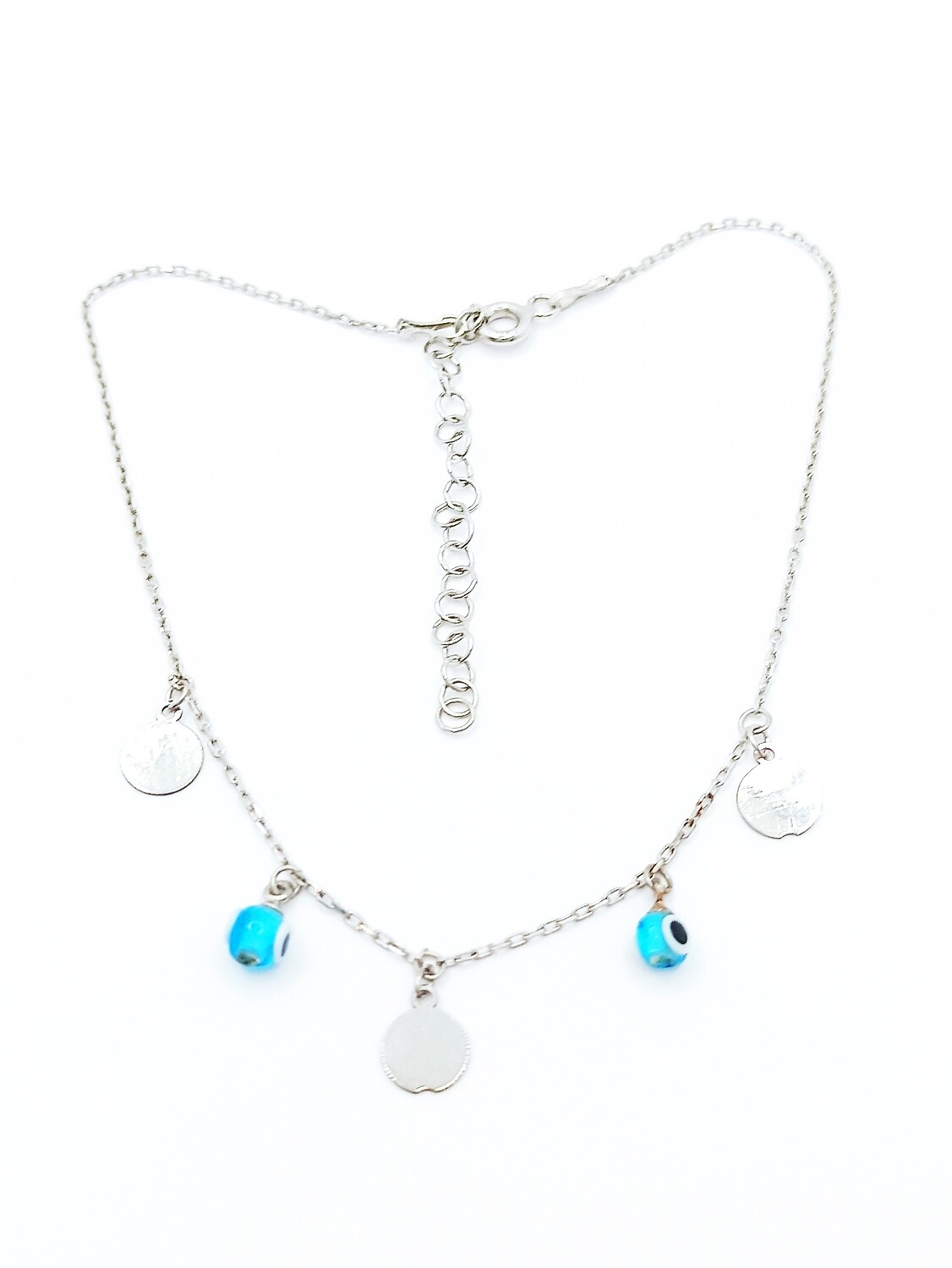 Silver 925 evil eye blue color anklet
