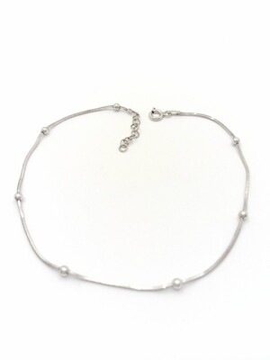 Silver 925 square snake chain with balls anklet