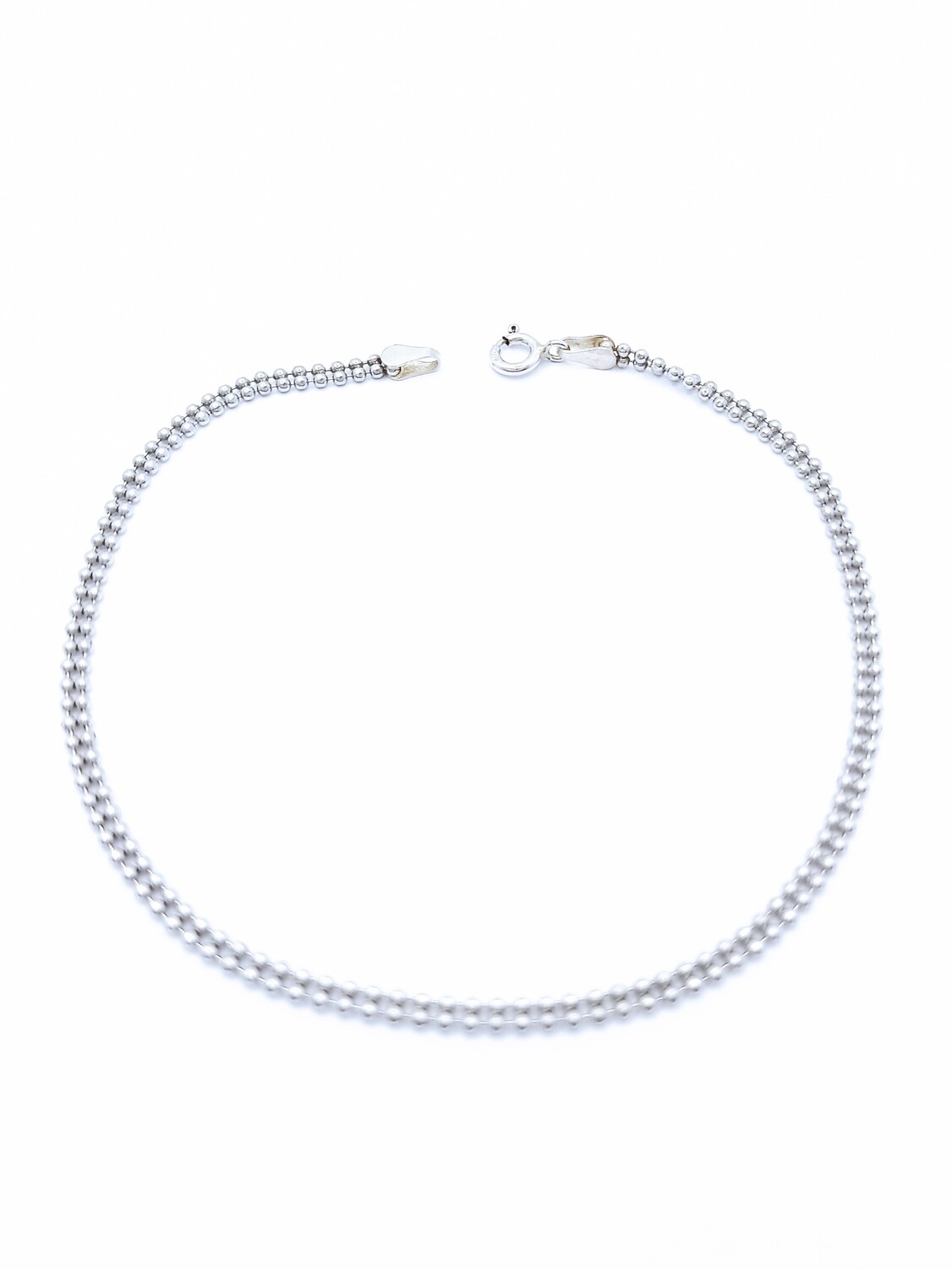 Silver 925 double line ball chain anklet