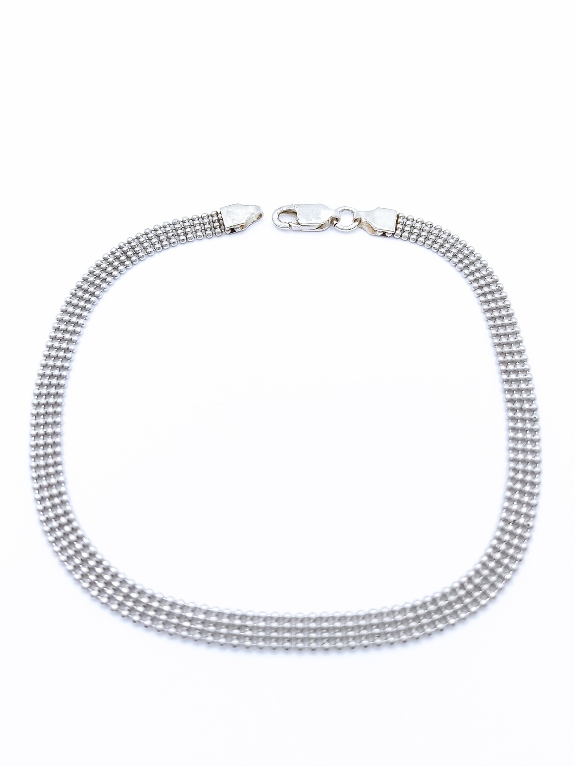 Silver 925 four line ball chain anklet