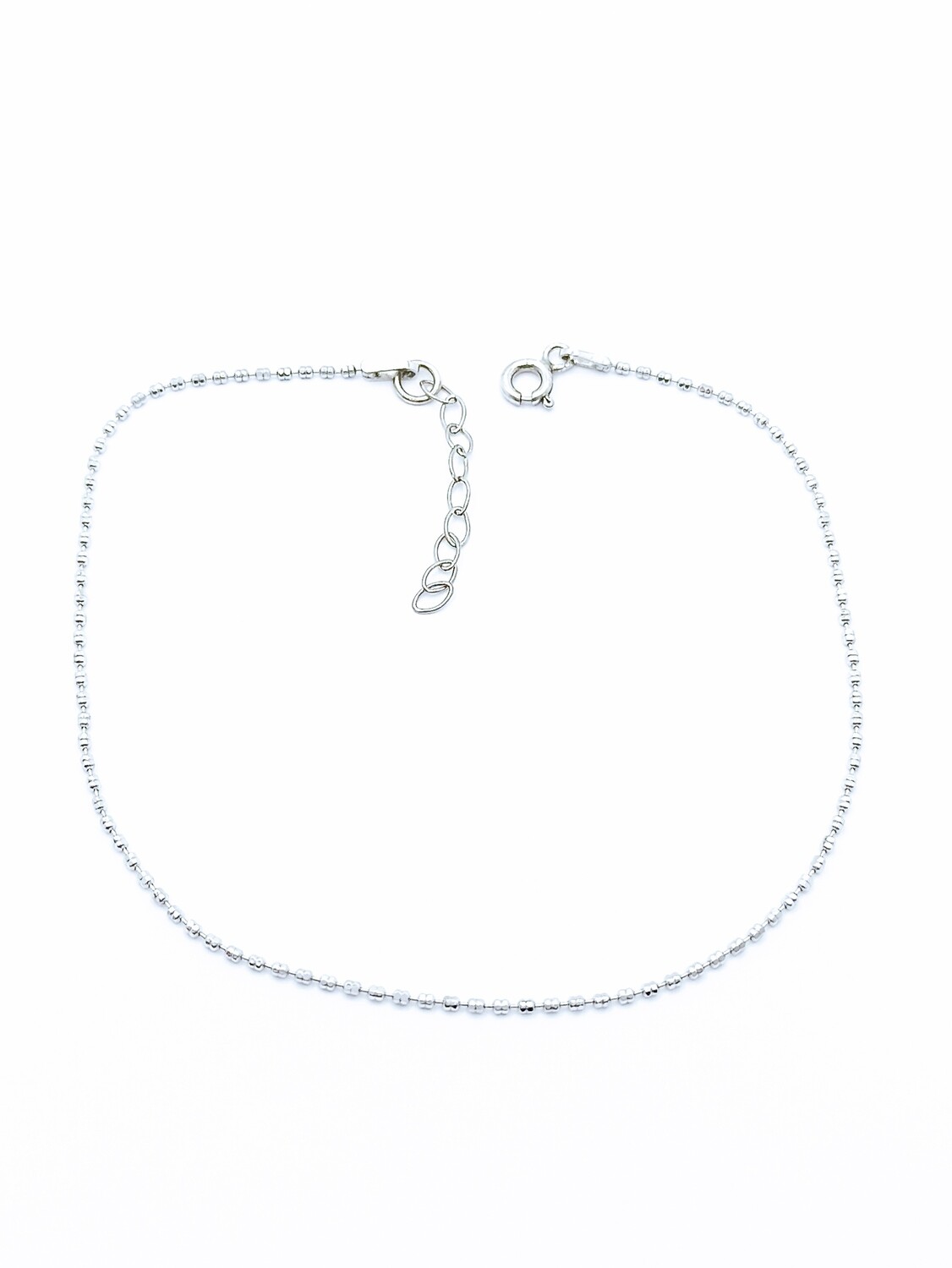 Silver 925 single line diamond ball chain anklet