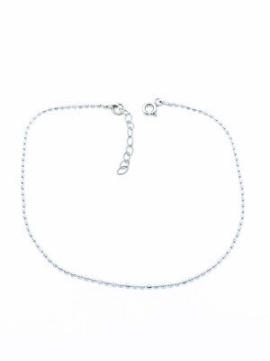 Silver 925 single line diamond ball chain anklet