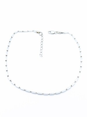 Silver 925 rectangle squared bar chain anklet