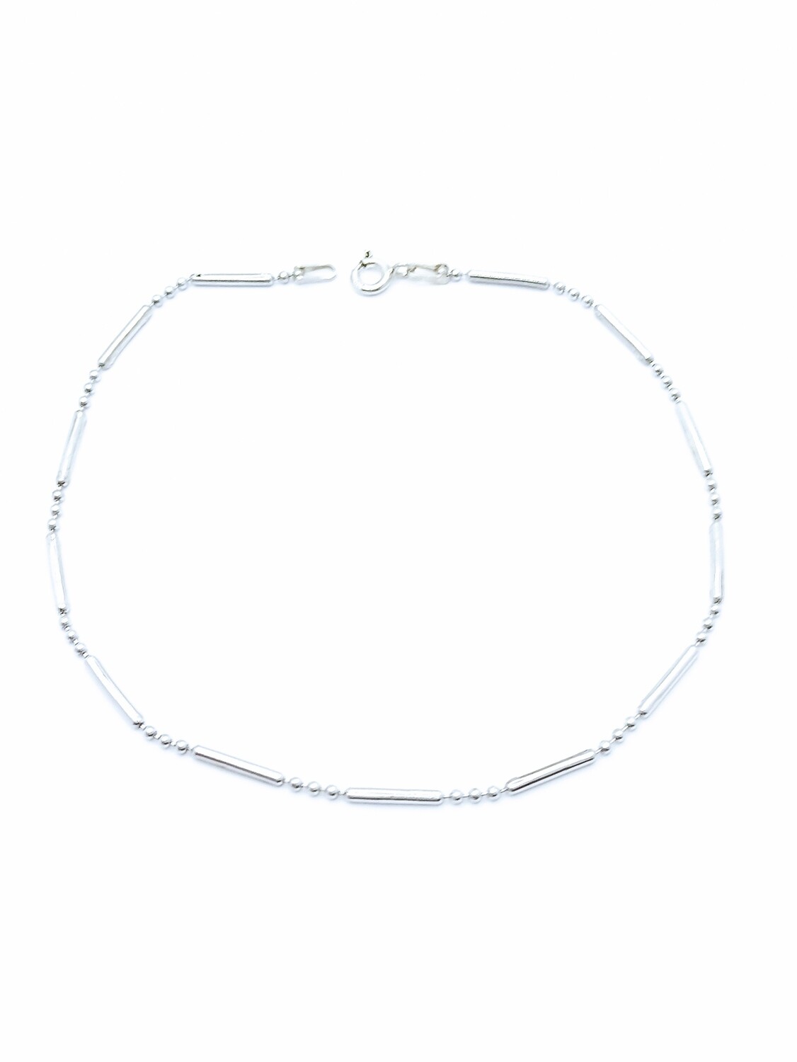 Silver 925 ball and long bar chain anklet