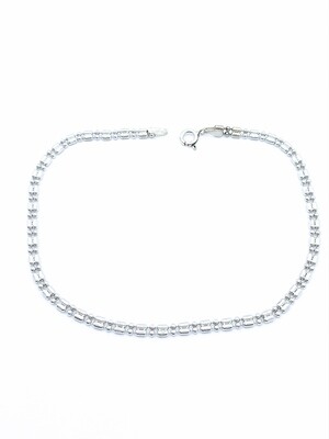 Silver 925 double line ball bar chain anklet