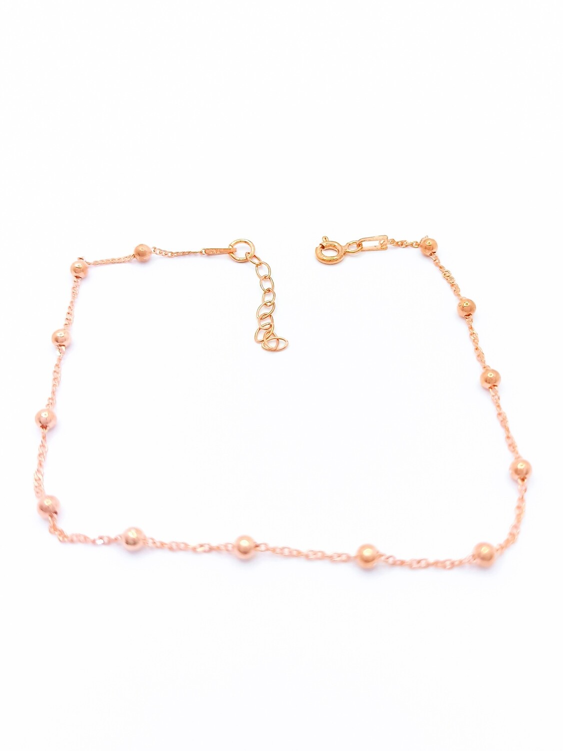 Silver 925 cable chain with balls rose anklet