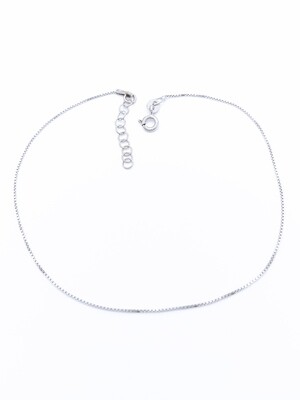 Silver 925 cube chain anklet white gold plated