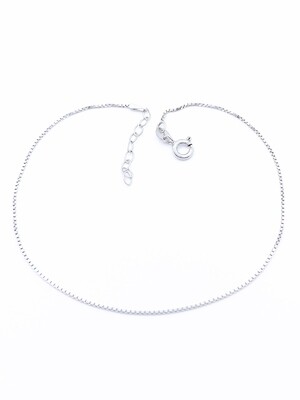 Silver 925 cube chain anklet white gold plated
