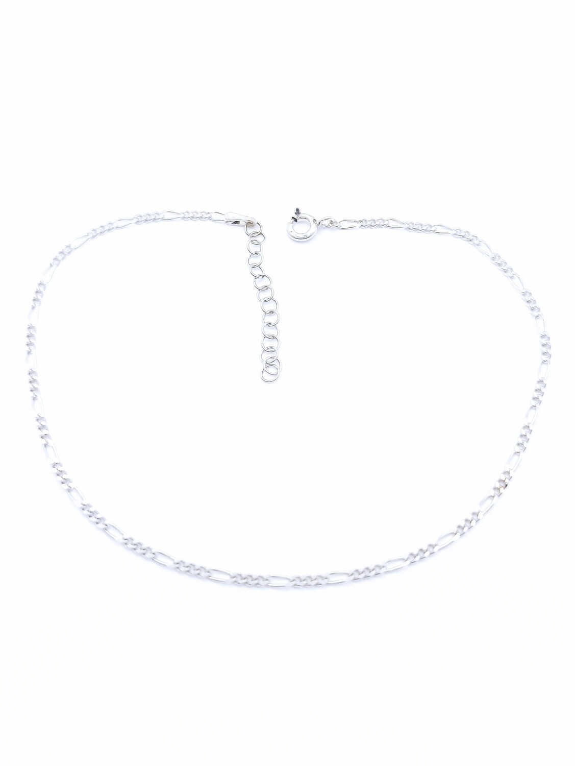 Silver 925 figaro chain anklet