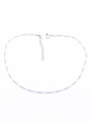 Silver 925 figaro chain anklet