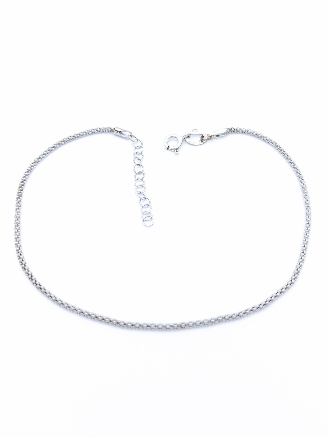 Silver 925 snake knitted chain anklet