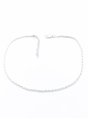Silver 925 twisted rope chain anklet