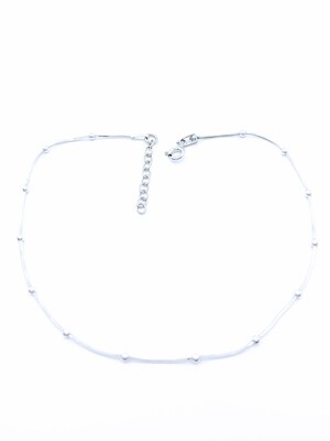 Silver 925 snake chain angle cut ball anklet