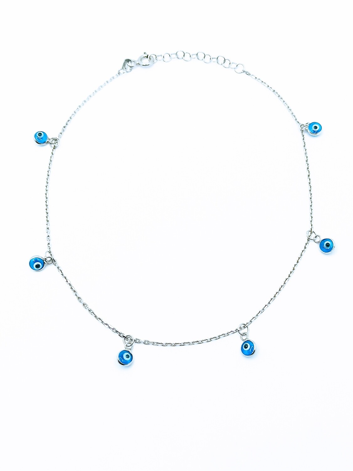 Silver 925 evil eye anklet