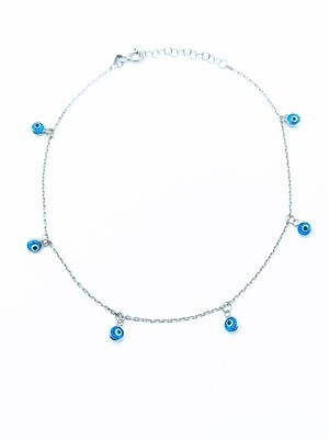 Silver 925 evil eye anklet