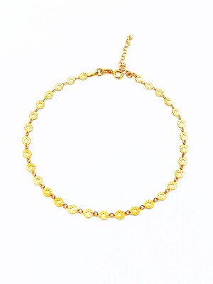 Silver 925  circle chain rose anklet