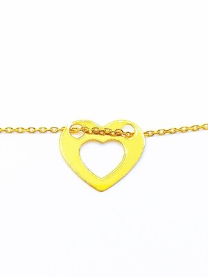 Silver 925 heart gold hand bracelet