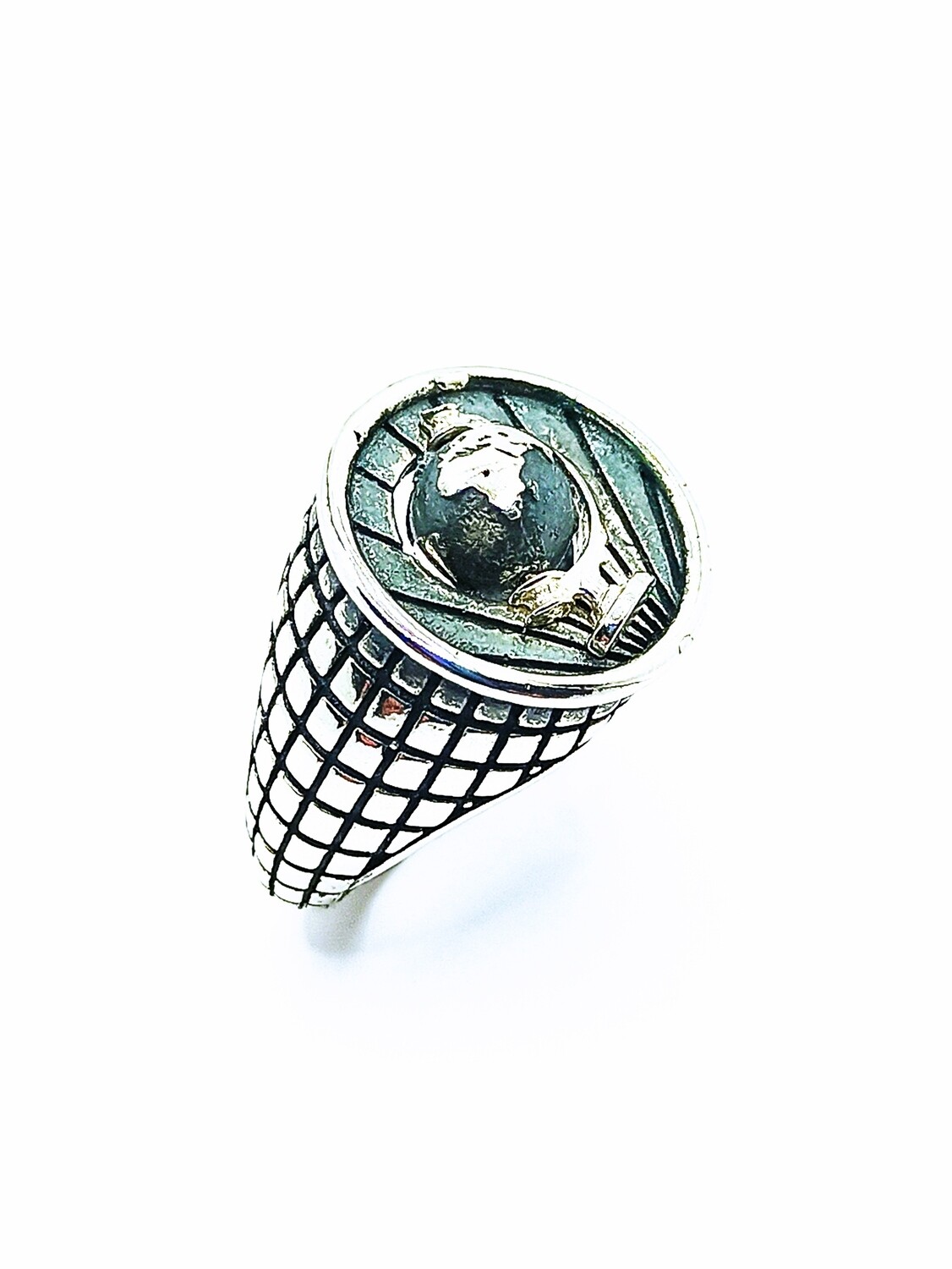 Silver 925 handmade world turnable men ring