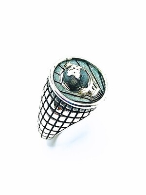 Silver 925 handmade world turnable men ring
