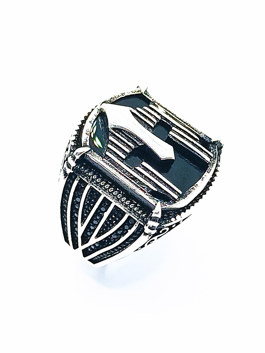 Silver 925 onyx stone spartan ring