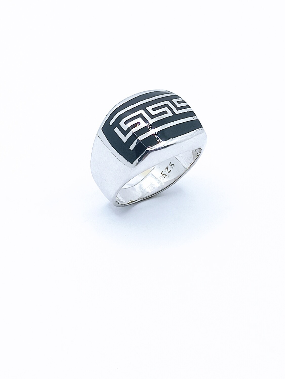 Silver 925 onyx stone greek men ring