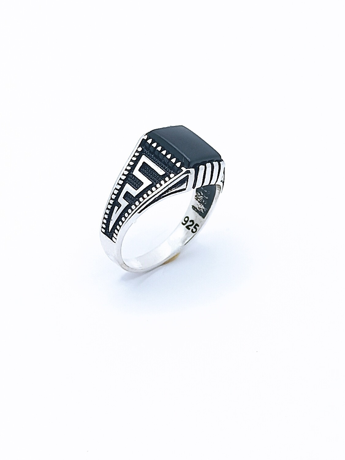 Silver 925 handmade greek onyx stone men ring