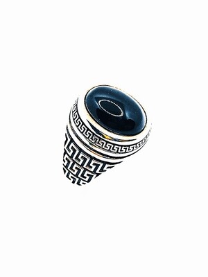 Silver 925 handmade greek onyx stone men ring