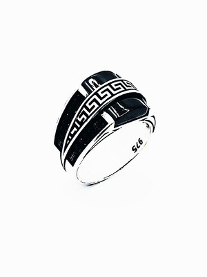 Silver 925 handmade greek onyx stone men ring