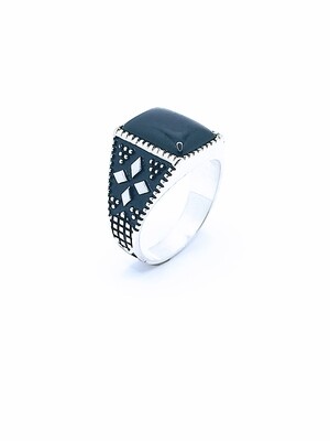 Silver 925 handmade onyx stone men ring