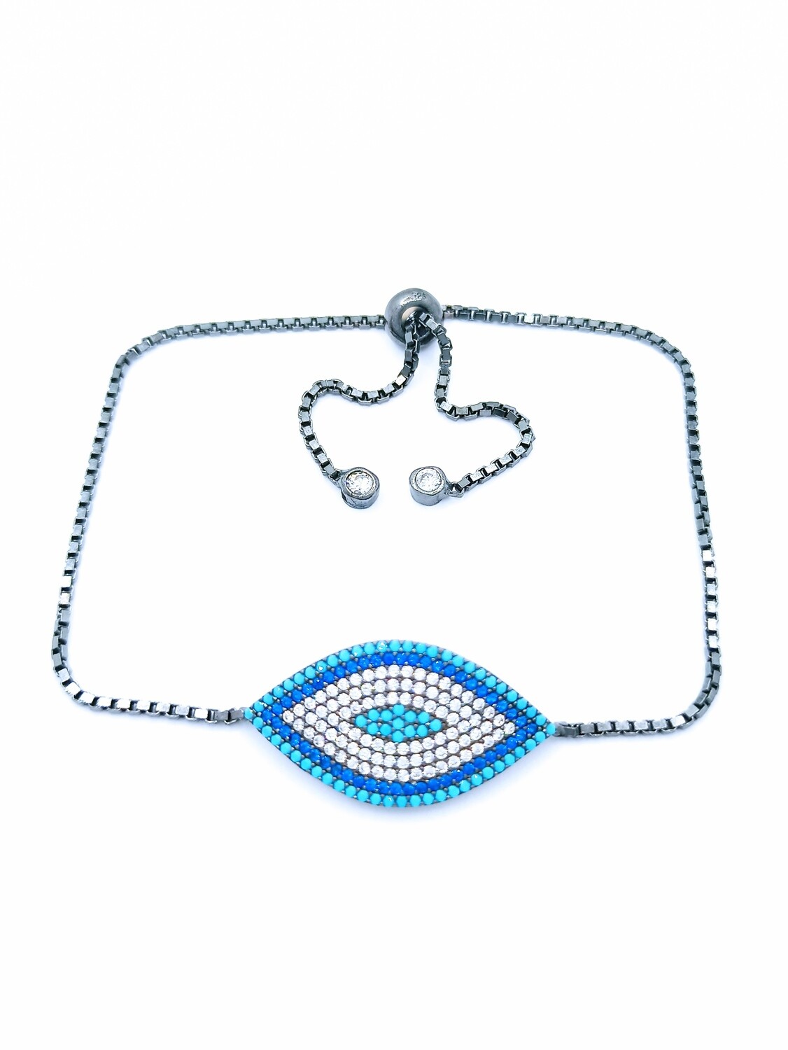 Silver 925 elevator evil eye hand bracelet