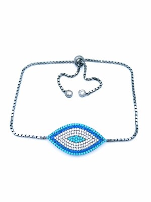 Silver 925 elevator evil eye hand bracelet
