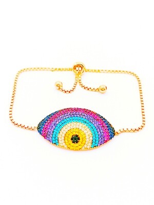 Silver 925 elevator evil eye hand bracelet