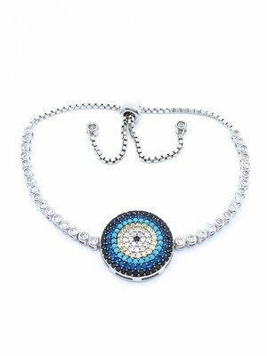 Silver 925 evil eye elevator hand bracelet