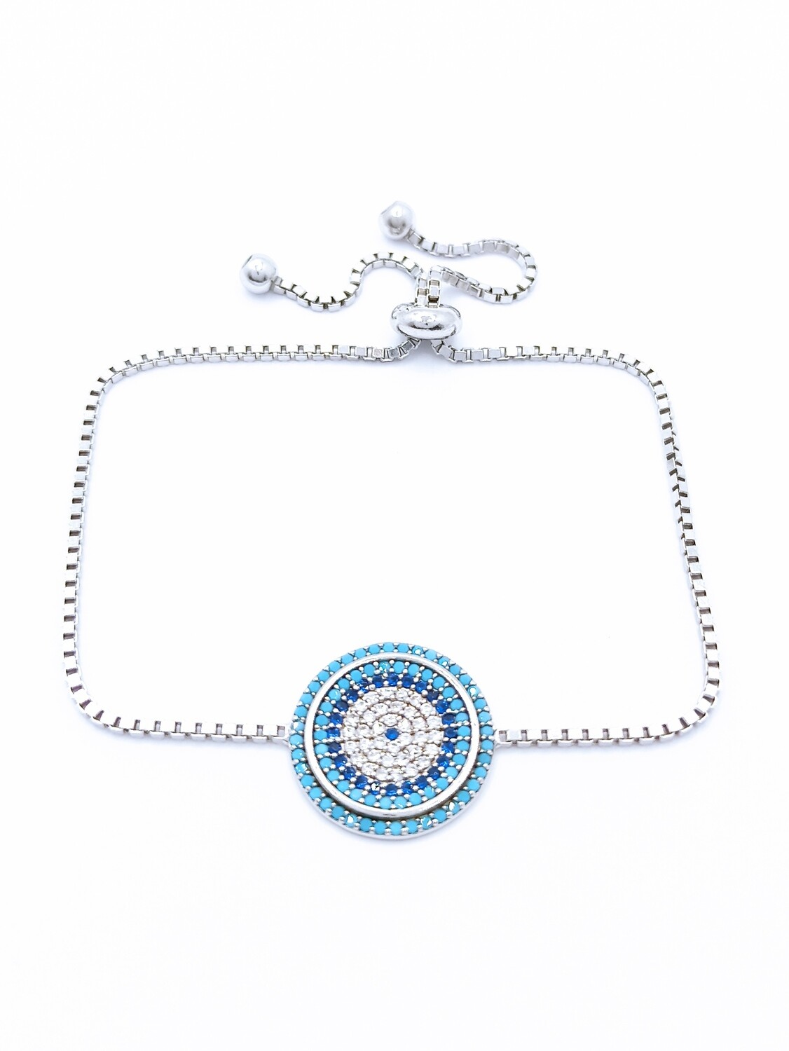 Silver 925 evil eye elevator hand bracelet