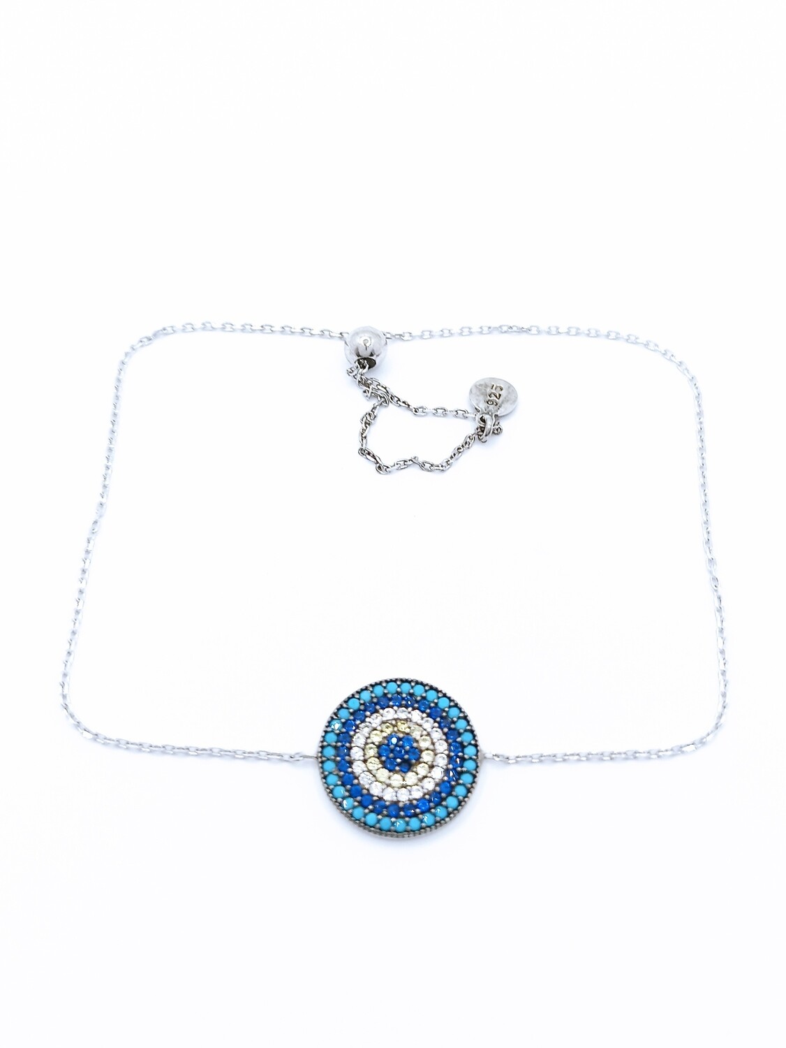 Silver 925 evil eye elevator hand bracelet