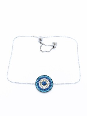 Silver 925 evil eye elevator hand bracelet