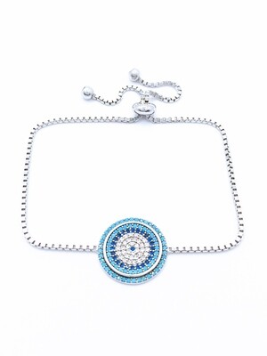 Silver 925 evil eye elevator hand bracelet