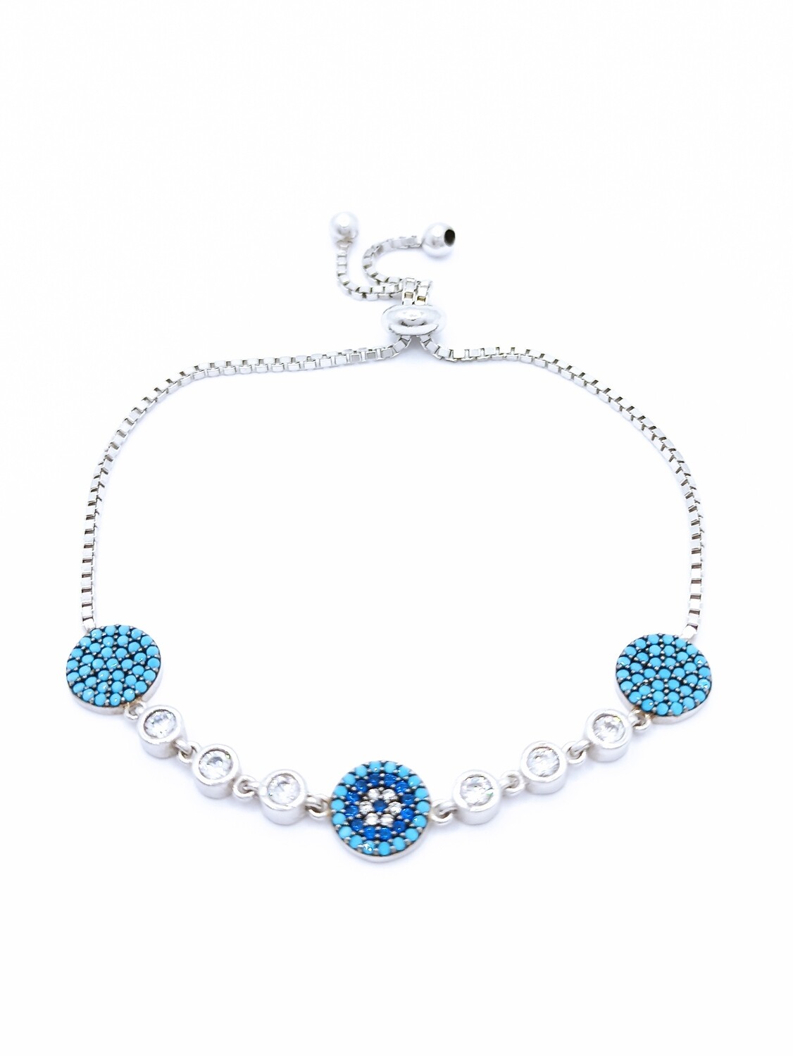 Silver 925 elevator evil eye hand bracelet