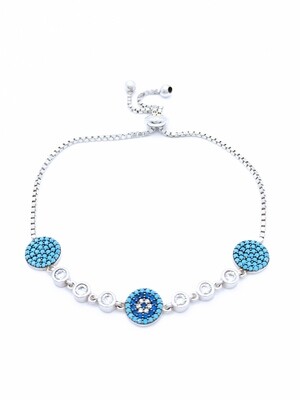 Silver 925 elevator evil eye hand bracelet