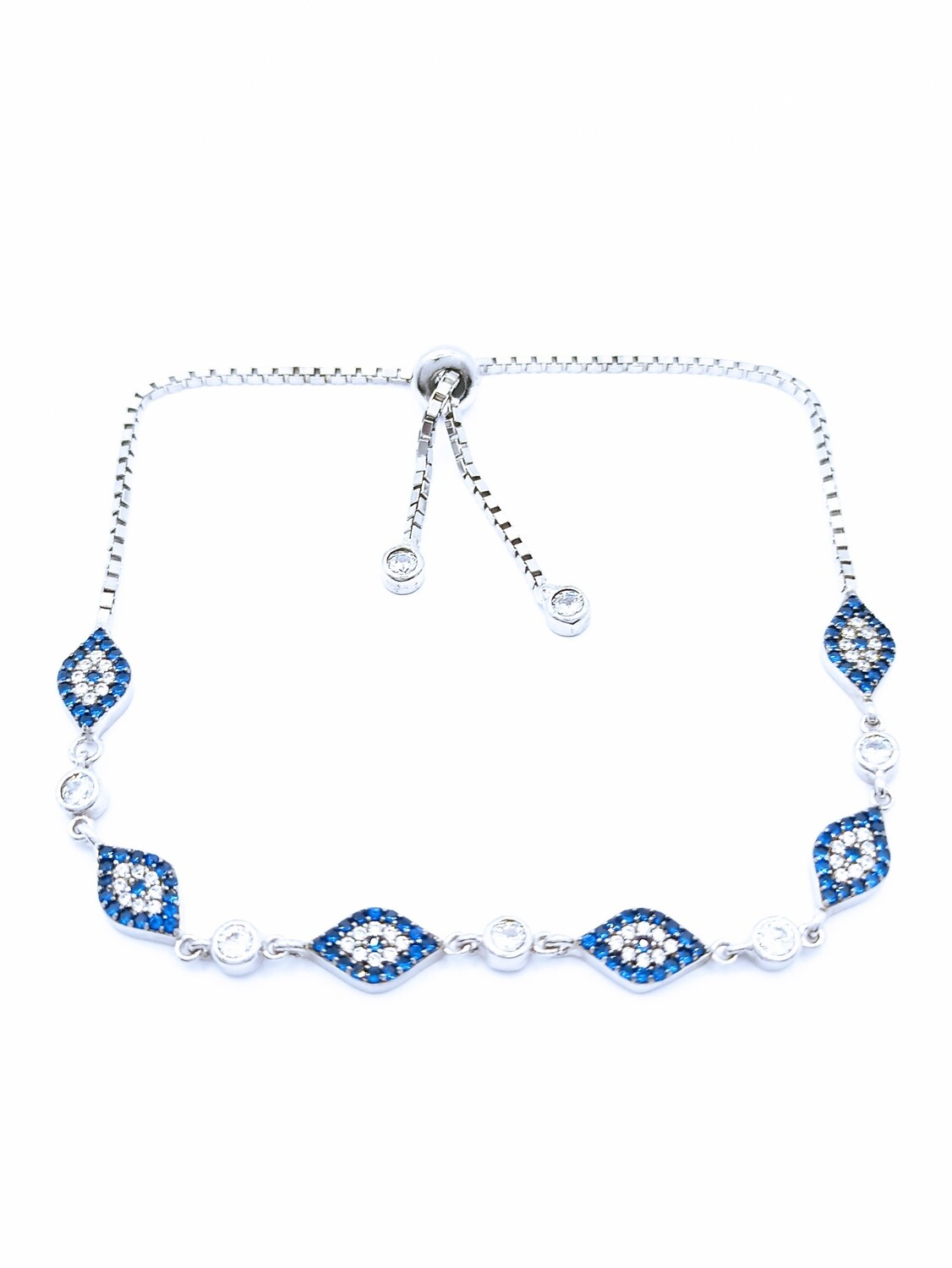 Silver 925 elevator evil eye hand bracelet