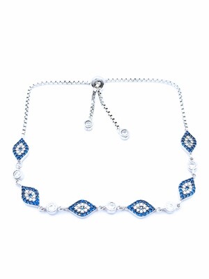 Silver 925 elevator evil eye hand bracelet