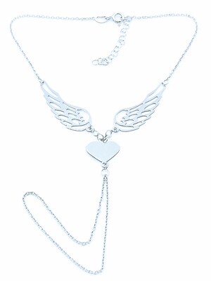 Silver 925 Angel wings heart bracelet ring (shahmeran)