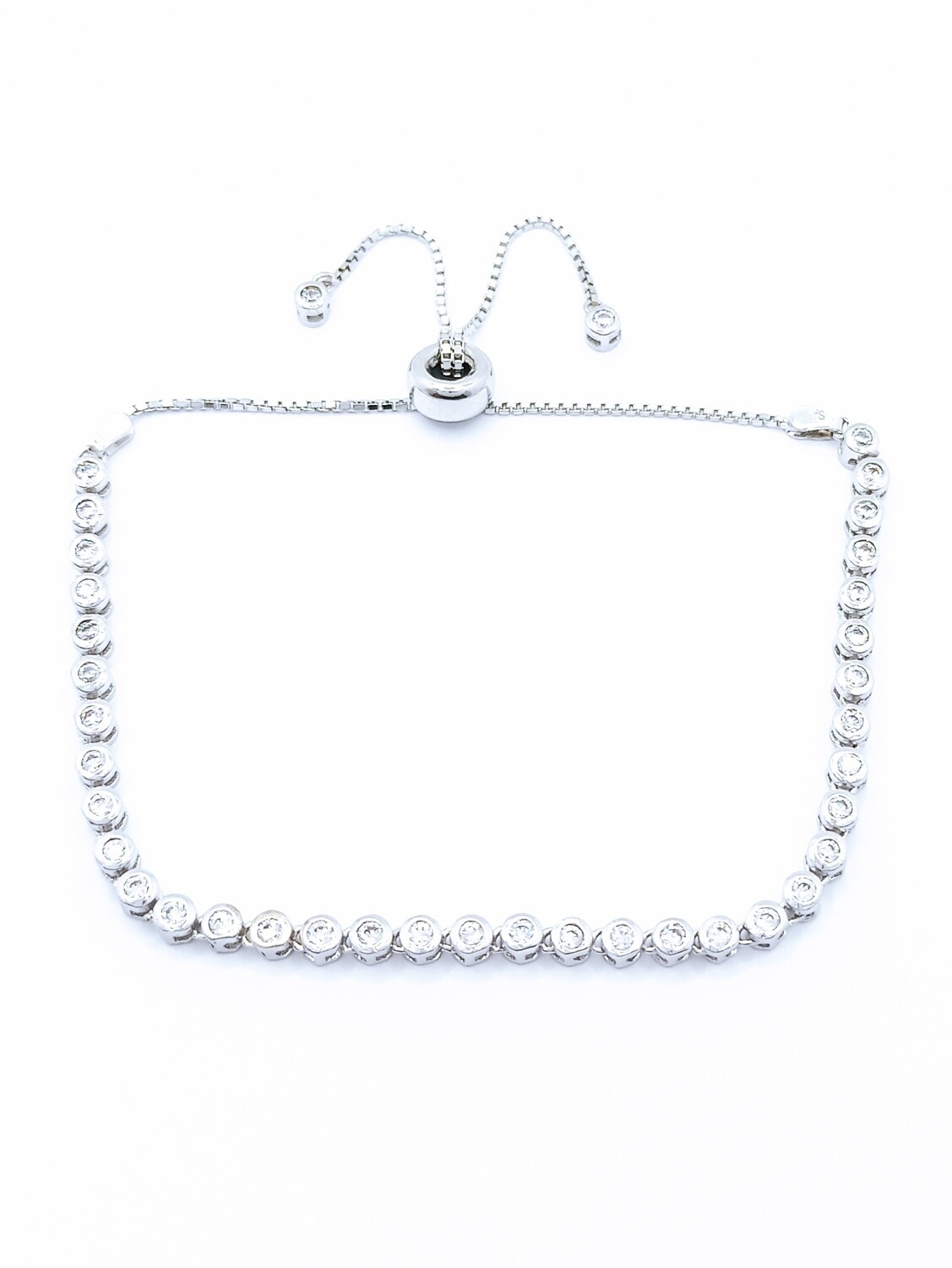 Silver 925 elevator hand bracelet white stone