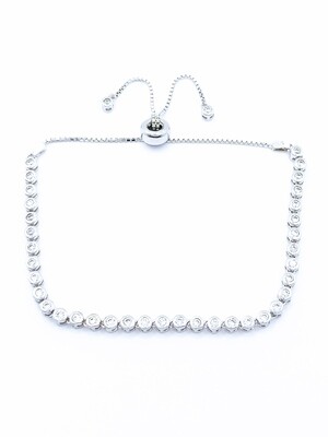 Silver 925 elevator hand bracelet white stone