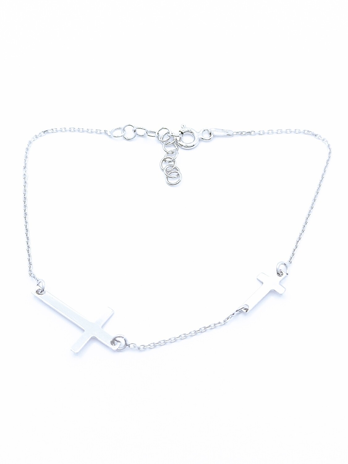 Silver 925 2 cross hand bracelet