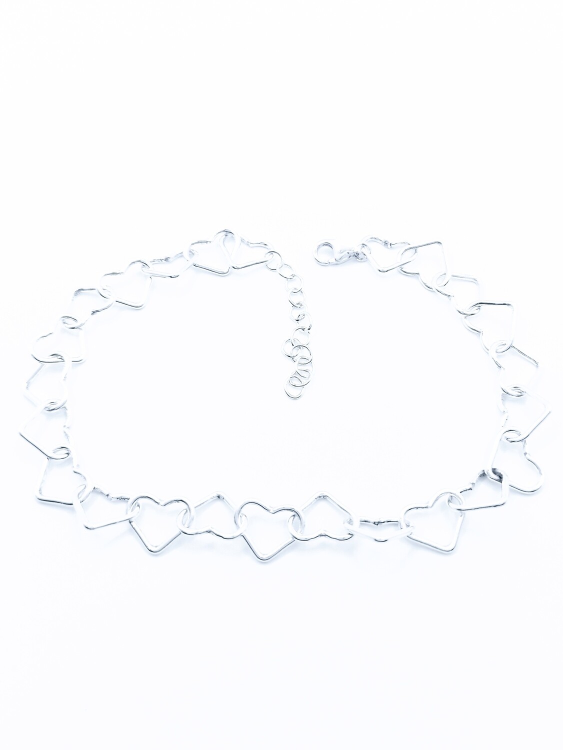 Silver 925 big heart white, gold or rose anklet