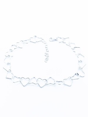Silver 925 big heart white, gold or rose anklet