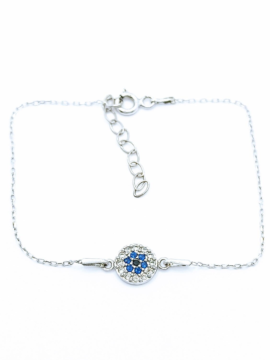 Silver 925 evil eye stone hand bracelet